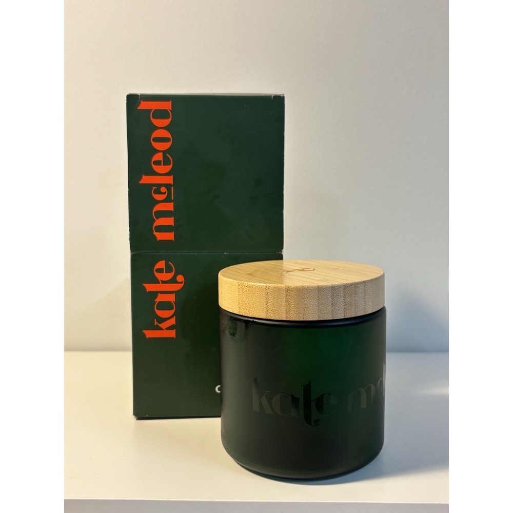 Kate McLeod Glass Canister with Bamboo Lid Modern Black Cylinder Bathroom Jar